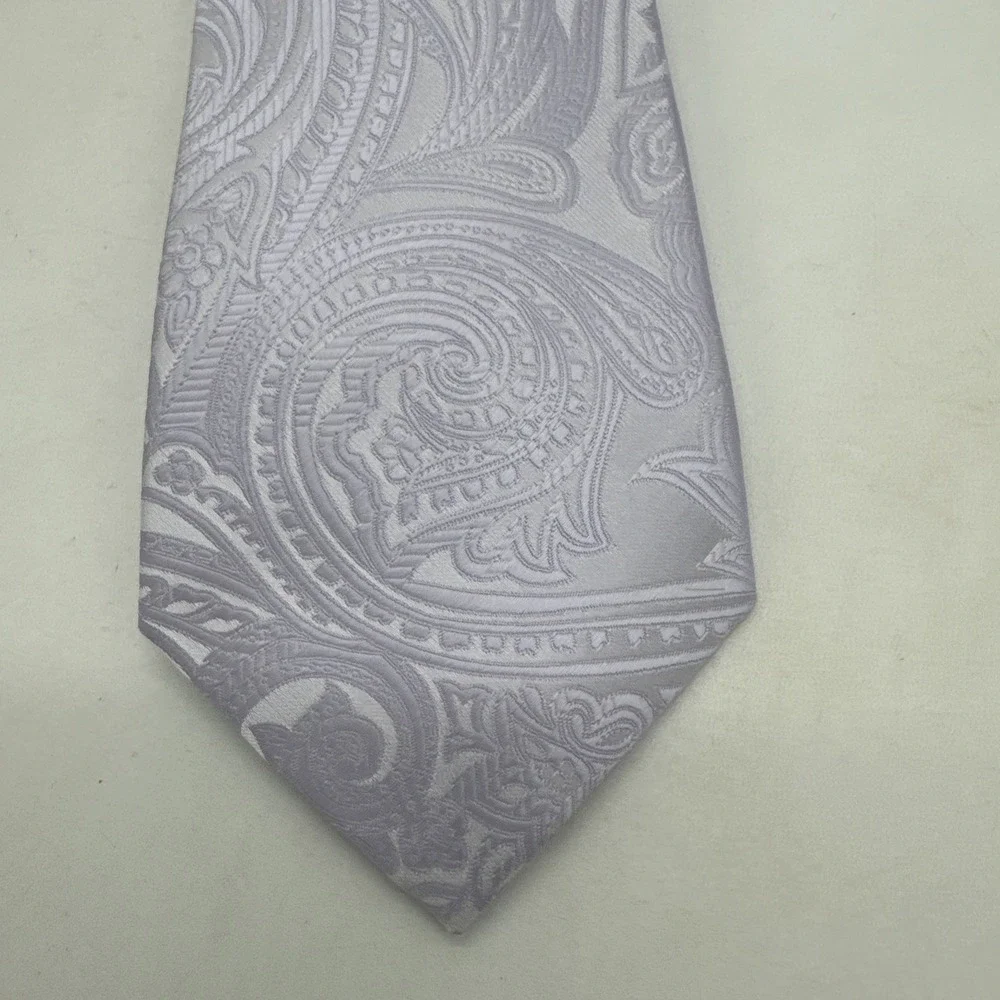 Barry Wang Hand Made 100% Silk Men's Neck Tie Lavender Textured 59